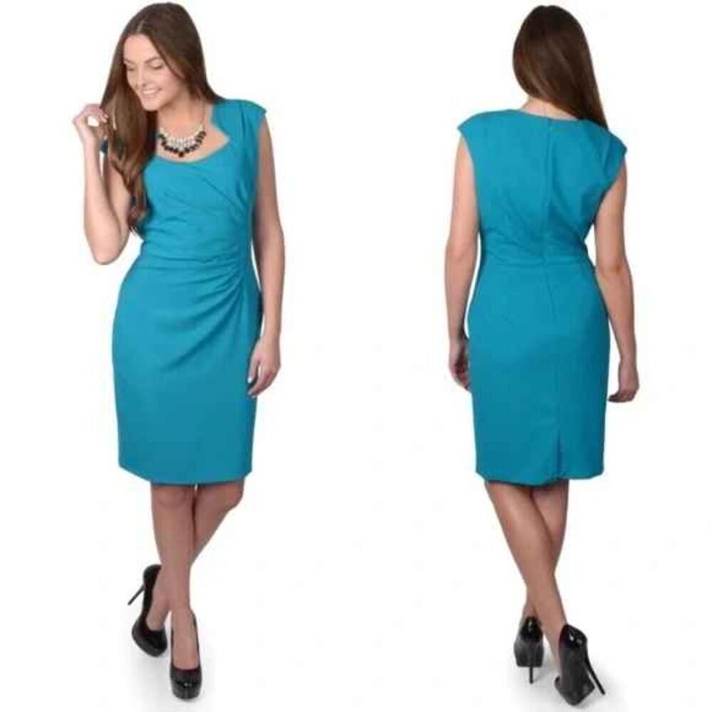 Calvin Klein Sheath Dress with Cap Sleeves and Side Rouching size 14 NWT